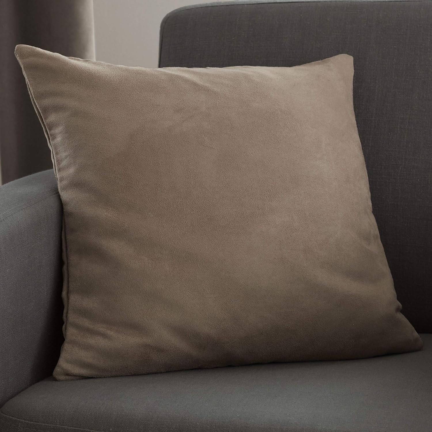 Catherine Lansfield Faux Suede Cushion Cover 55x55cm - Mink Natural