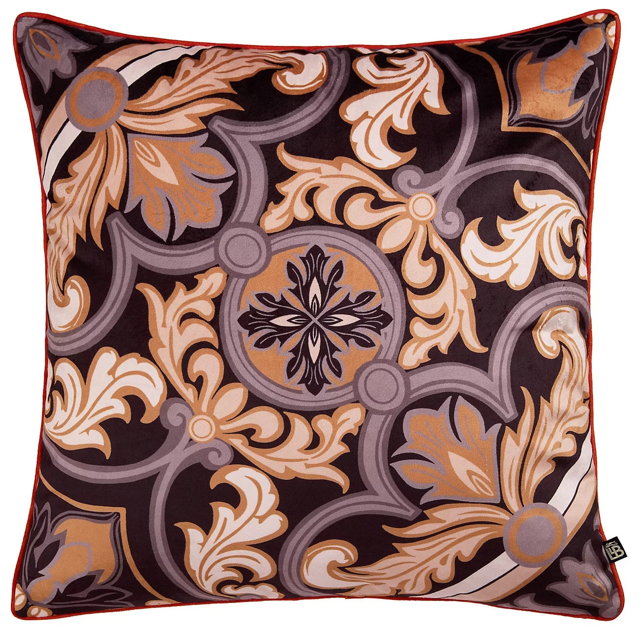 LLB Circus Stripe Damask Filled Cushion 55x55cm Black & Natural