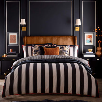 LLB Circus Stripe Duvet Cover Set 100% Cotton, Double, Black & Natural