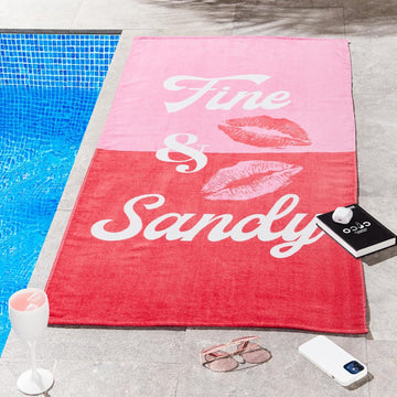 Fine & Sandy Beach Towel Cotton - Red & Pink