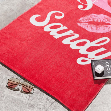 Fine & Sandy Beach Towel Cotton - Red & Pink