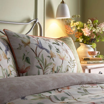 Floral Watercolour Paintings Duvet Cover Set, Super King, Natural & Olive Green