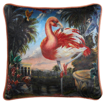 Laurence Llewelyn Bowen LLB Flamingo Velvet Piped Edge Filled Cushion 43x43cm - Orange