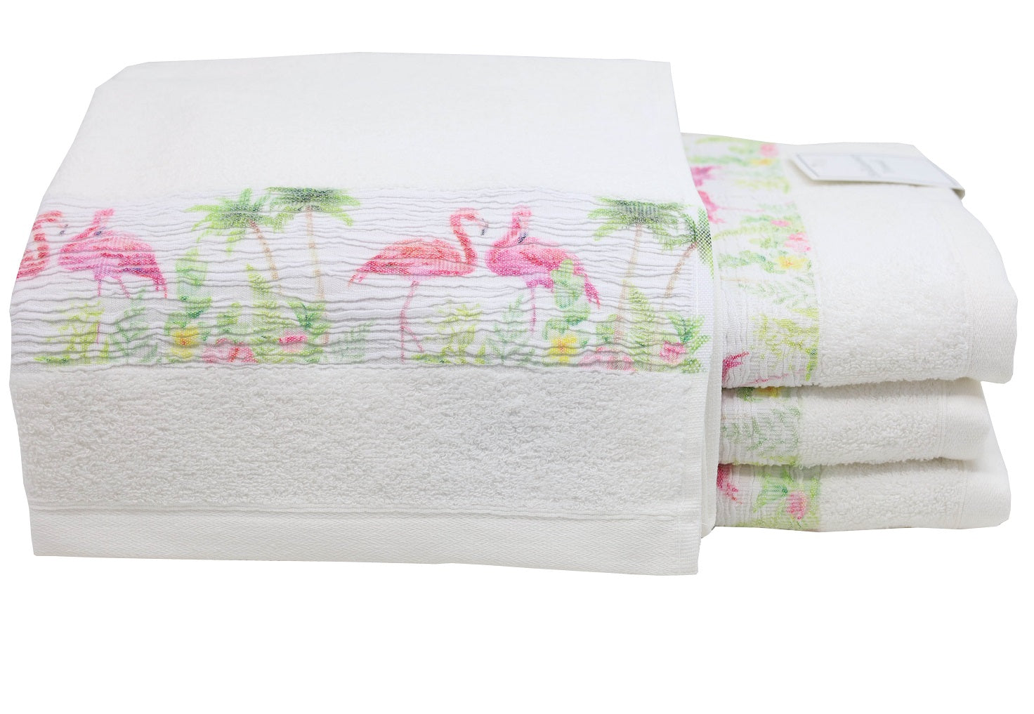 3pc Palm Tree Flamingo Hand Towel Set