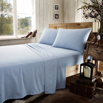 Thermal Flannelette King Fitted Sheet - Blue
