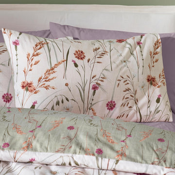 Catherine Lansfield Grasmere Floral Duvet Cover Set Brushed Cotton, King, Green