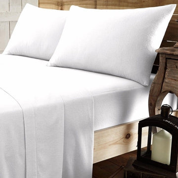 2 x 100% Brushed Cotton Flannelette Pillowcases- White