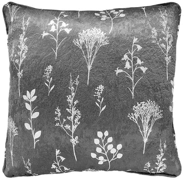 Fleur Cushion Cover Floral Metallic Chair Charcoal Grey