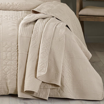 Catherine Lansfield Geometric Quilted Bedspread, 220x230cm, Folkstone Natural