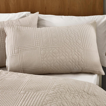 Catherine Lansfield Quilted Textured Duvet Cover Set, Double, Folkstone Natural