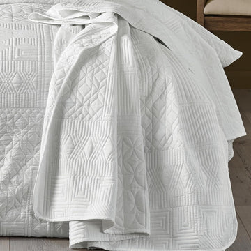 Catherine Lansfield Geometric Quilted Bedspread, 220x230cm, Folkstone White