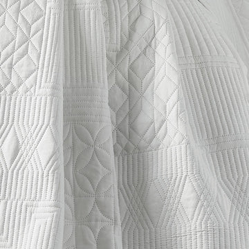 Catherine Lansfield Geometric Quilted Bedspread, 220x230cm, Folkstone White