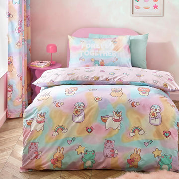 Catherine Lansfield Kids Forever Together Duvet Cover Set, Single, Pink