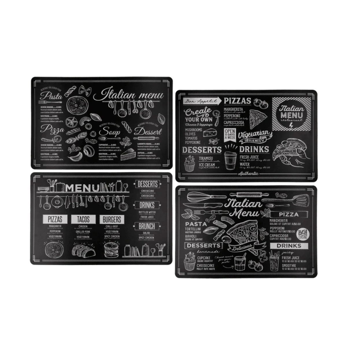Set of 4 Tasty Food Theme 43.5cm Placemat