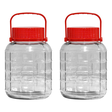 Set of 2 2L Glass Preserving Jars with Lid & Handle