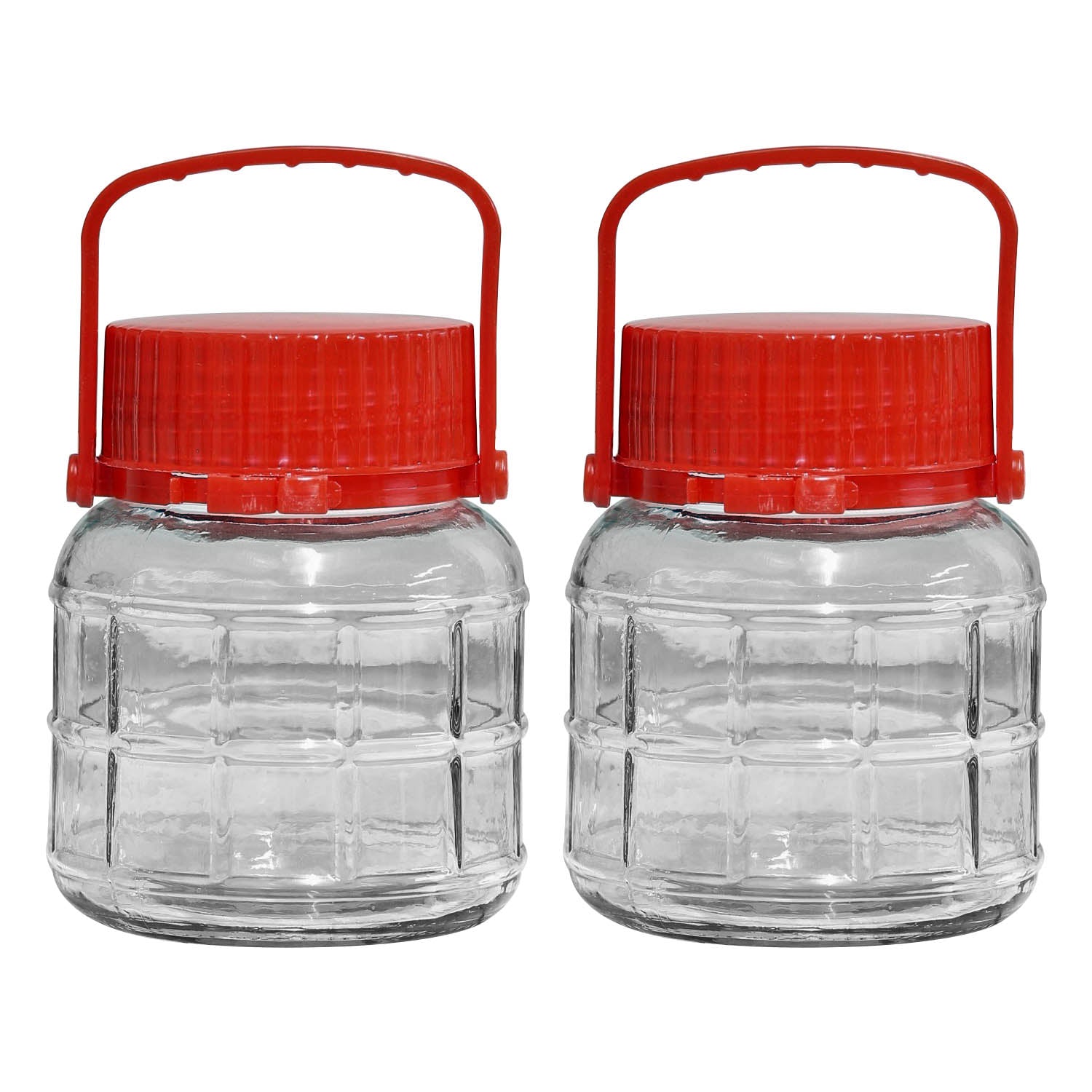 Set of 2 1L Glass Preserving Jars with Lid & Handle