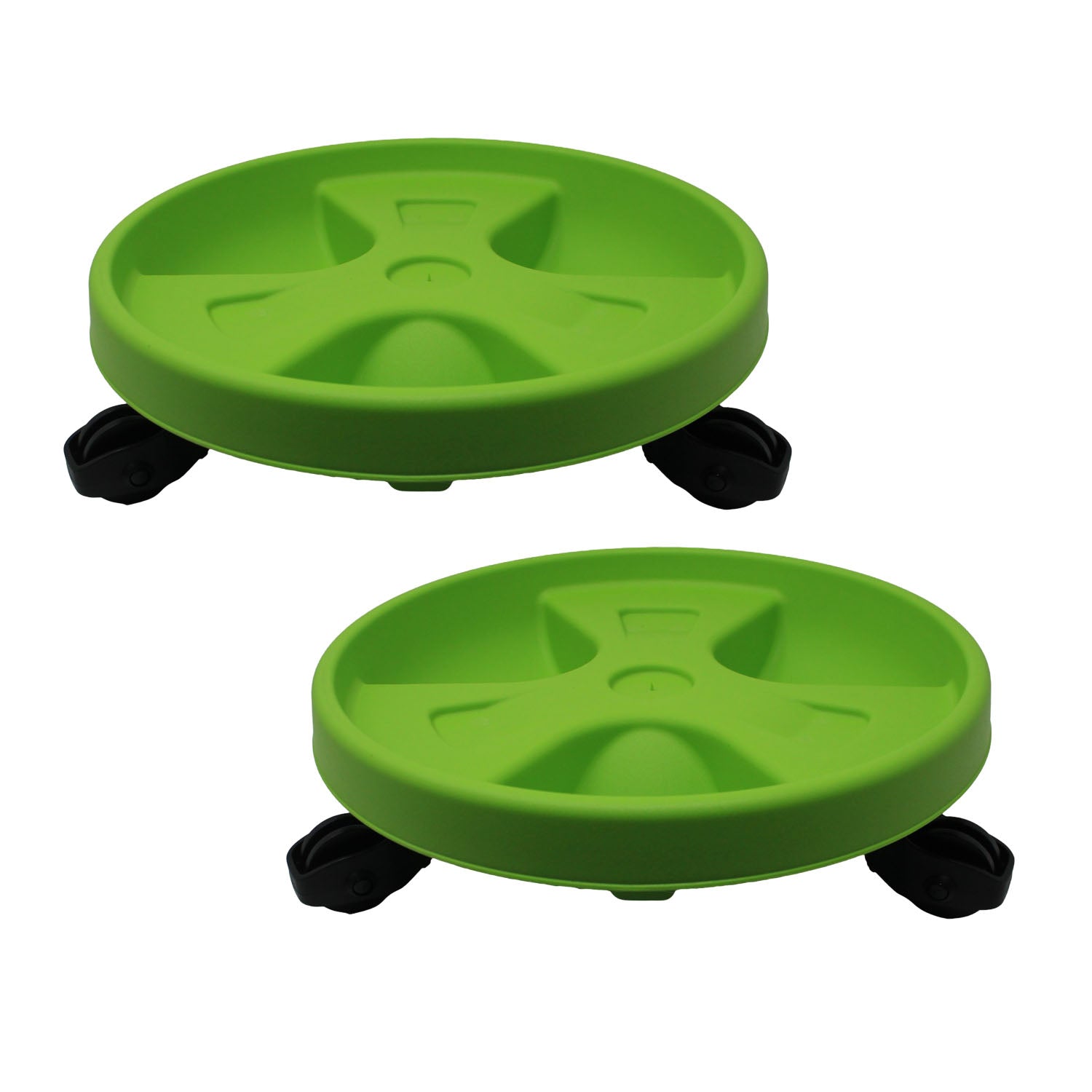 2pcs 30cm Green Round Plant Pot Saucer Trolley Holder