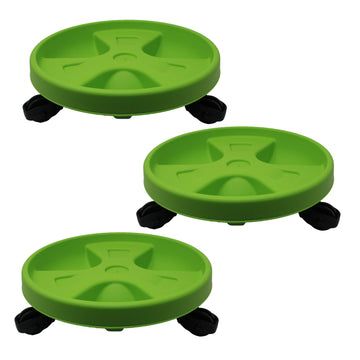 3pcs 30cm Green Round Plant Pot Saucer Trolley Holder