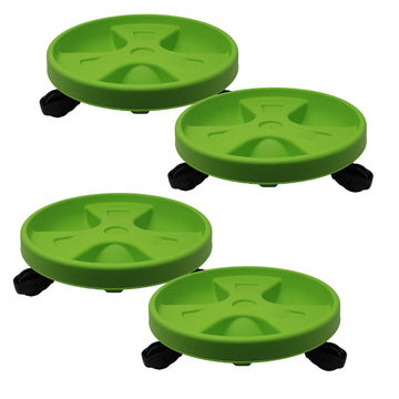 4pcs 30cm Green Round Plant Pot Saucer Trolley Planter
