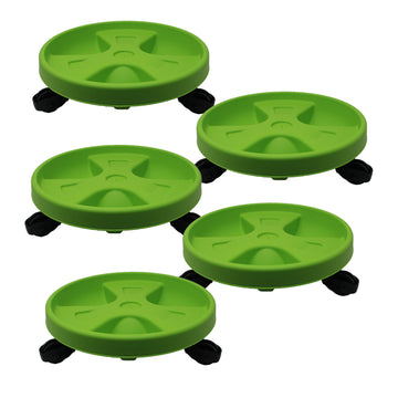 5pcs 30cm Green Round Plant Pot Saucer Trolley Planter