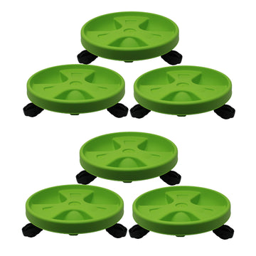 6pcs 30cm Green Round Plant Pot Saucer Trolley Planter