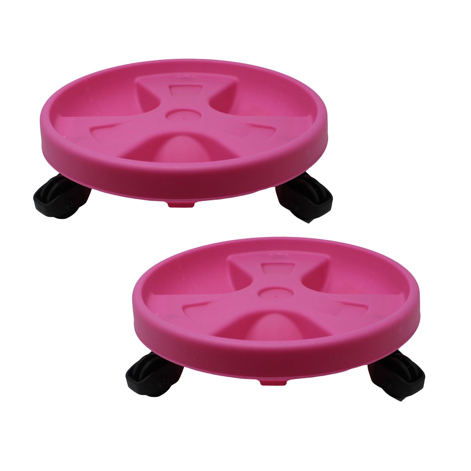 2pcs 30cm Pink Round Plant Pot Trolley Caddy