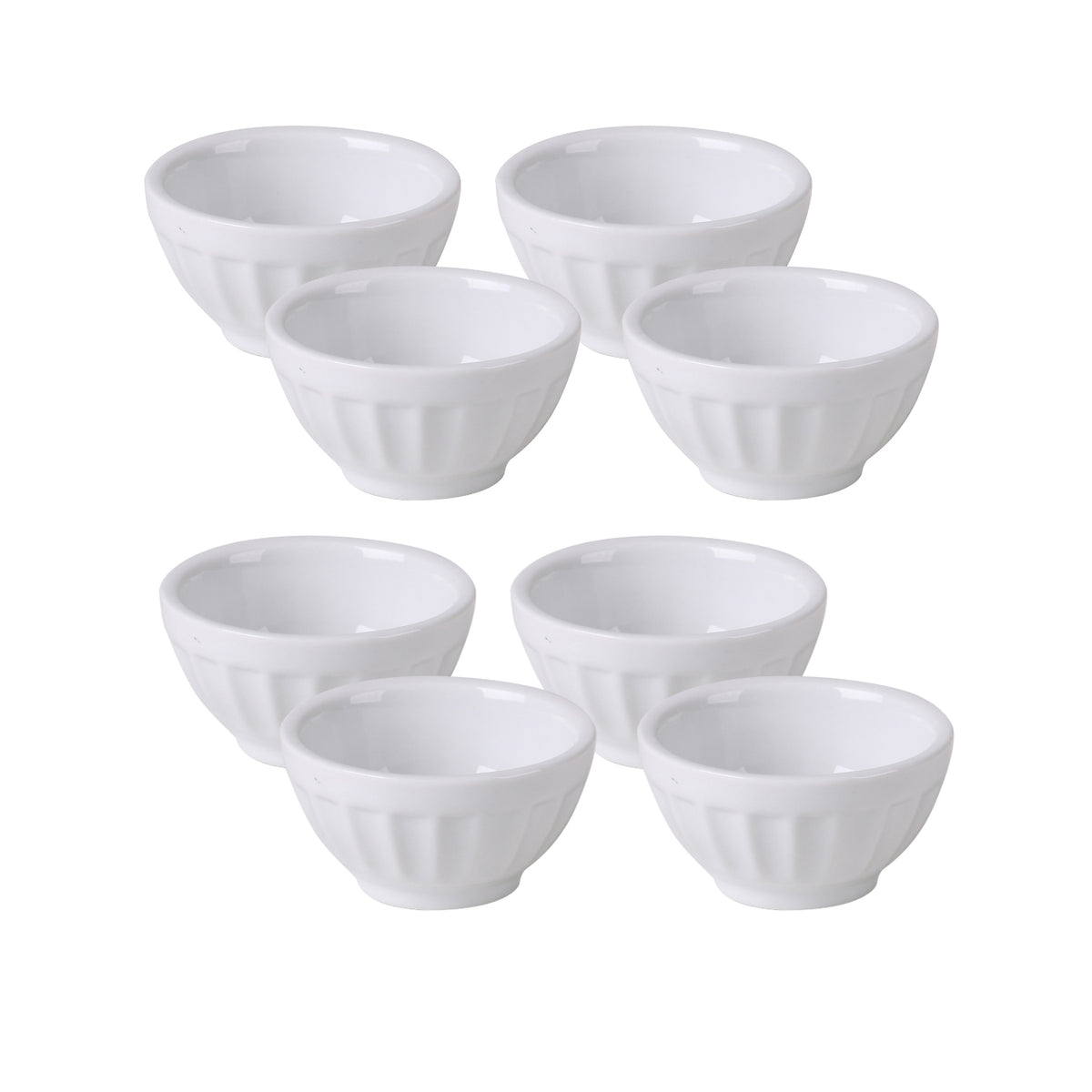 Set of 8 White Ceramic Food Preparation Bowls