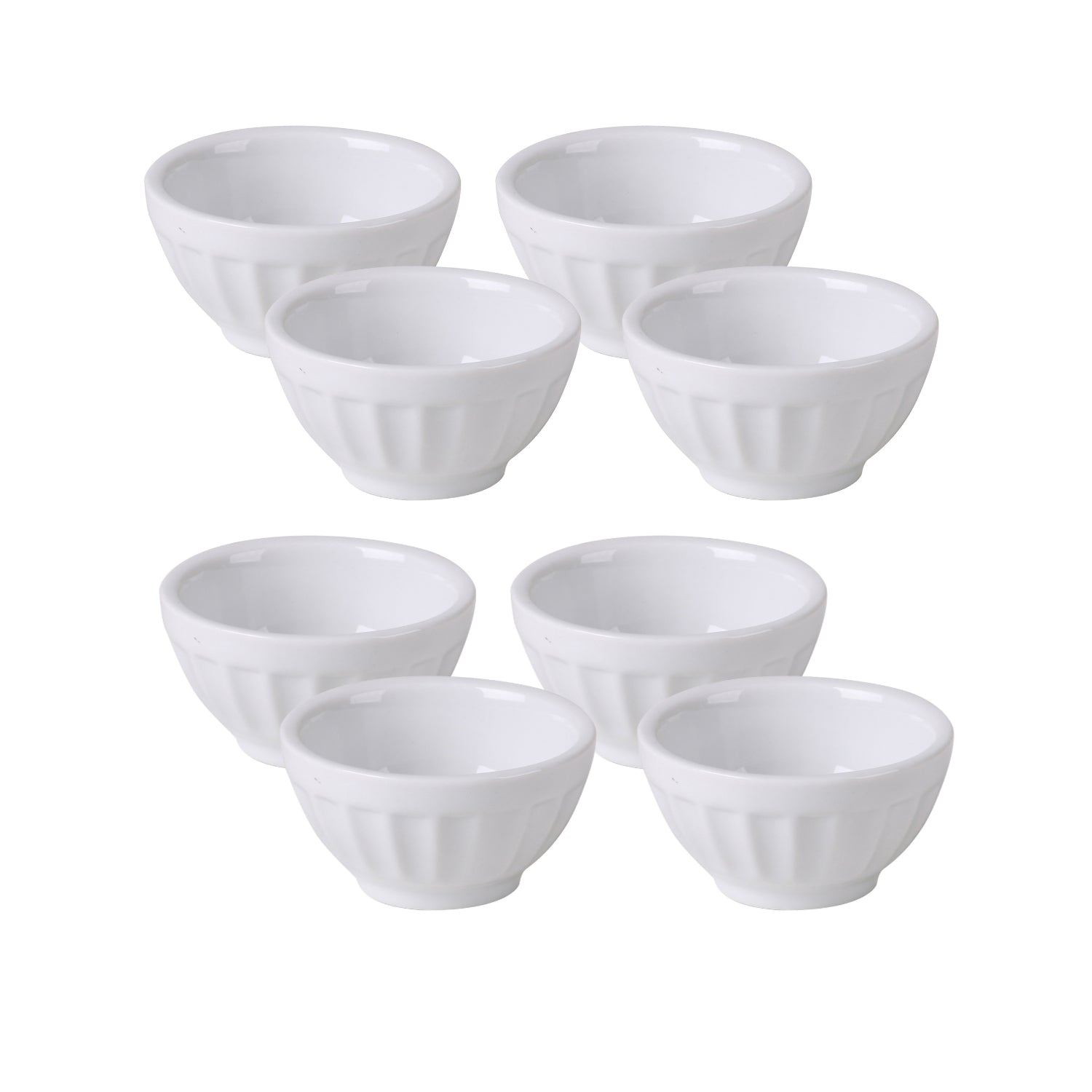Set of 8 White Ceramic Food Preparation Bowls