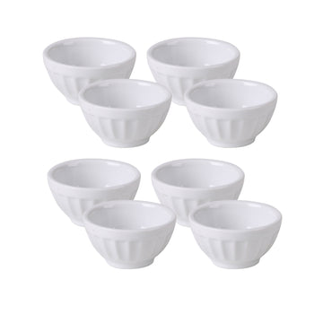 Set of 8 White Ceramic Food Preparation Bowls