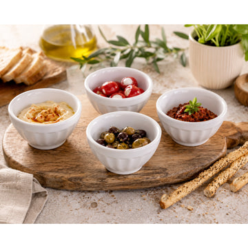 Set of 8 White Ceramic Food Preparation Bowls