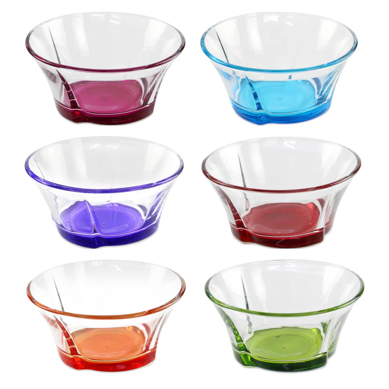 Set of 6 Truva Serving Bowls Assorted Coloured Base