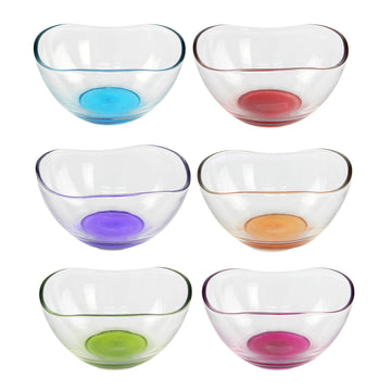 Vira Set of 6 Clear Assorted Base Colors Serving Bowls