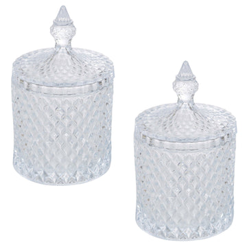 2Pcs Diamond Design Storage for Sweets Glass Jar