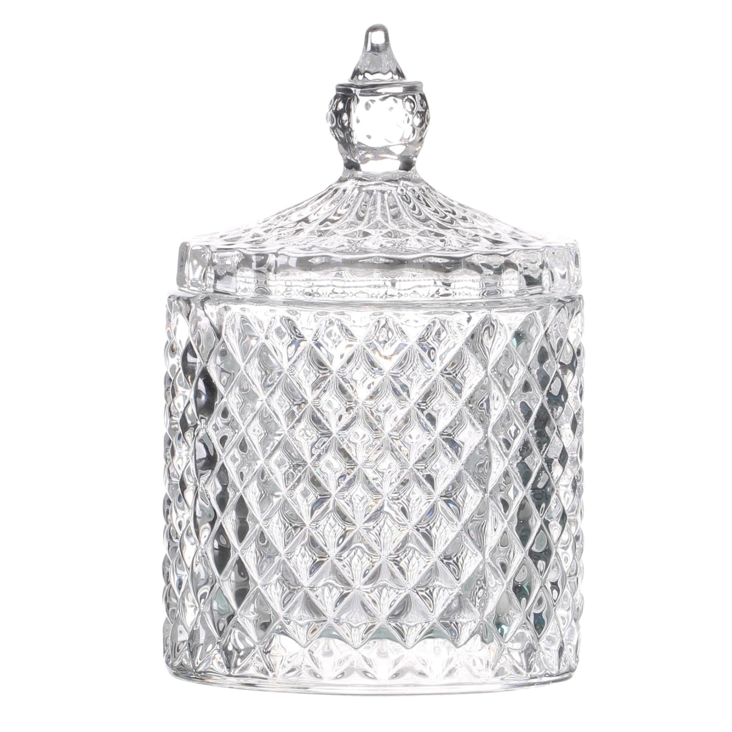 Glass Candy Jar Geometric Design
