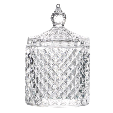Glass Candy Jar Geometric Design