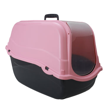 Portable Hooded Cat Litter Box - Pink