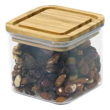 Urban Living 1L Square Plastic Wooden Lid Storage Box