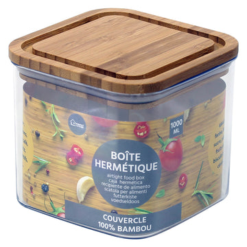 2Pcs Urban Living Urban Living 1L Square Plastic Wooden Lid Storage Box