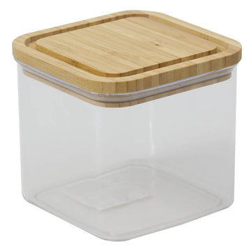 2pcs Urban Living 500ml Square Plastic Wooden Lid Storage Box