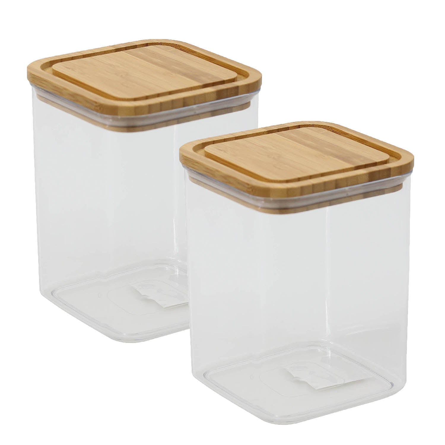 2pc Urban Living 1.7L Square Plastic Wooden Lid Storage Box