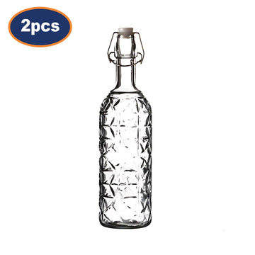 2pcs 720ml Airtight with Clip Top Glass Water Bottle