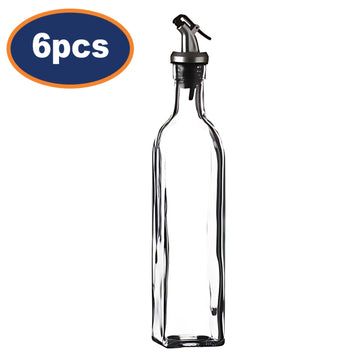 6pcs 500ml Clear Glass Oil Bottle Dispenser