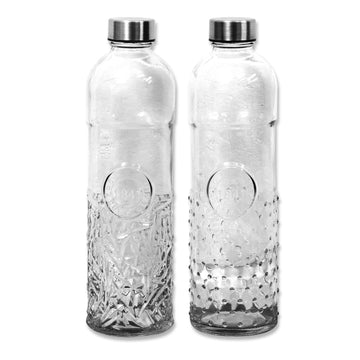 2pcs Urban Living 1L Assorted Design Glass Bottle