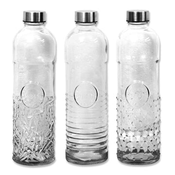 3pcs Urban Living 1L Assorted Design Glass Bottle