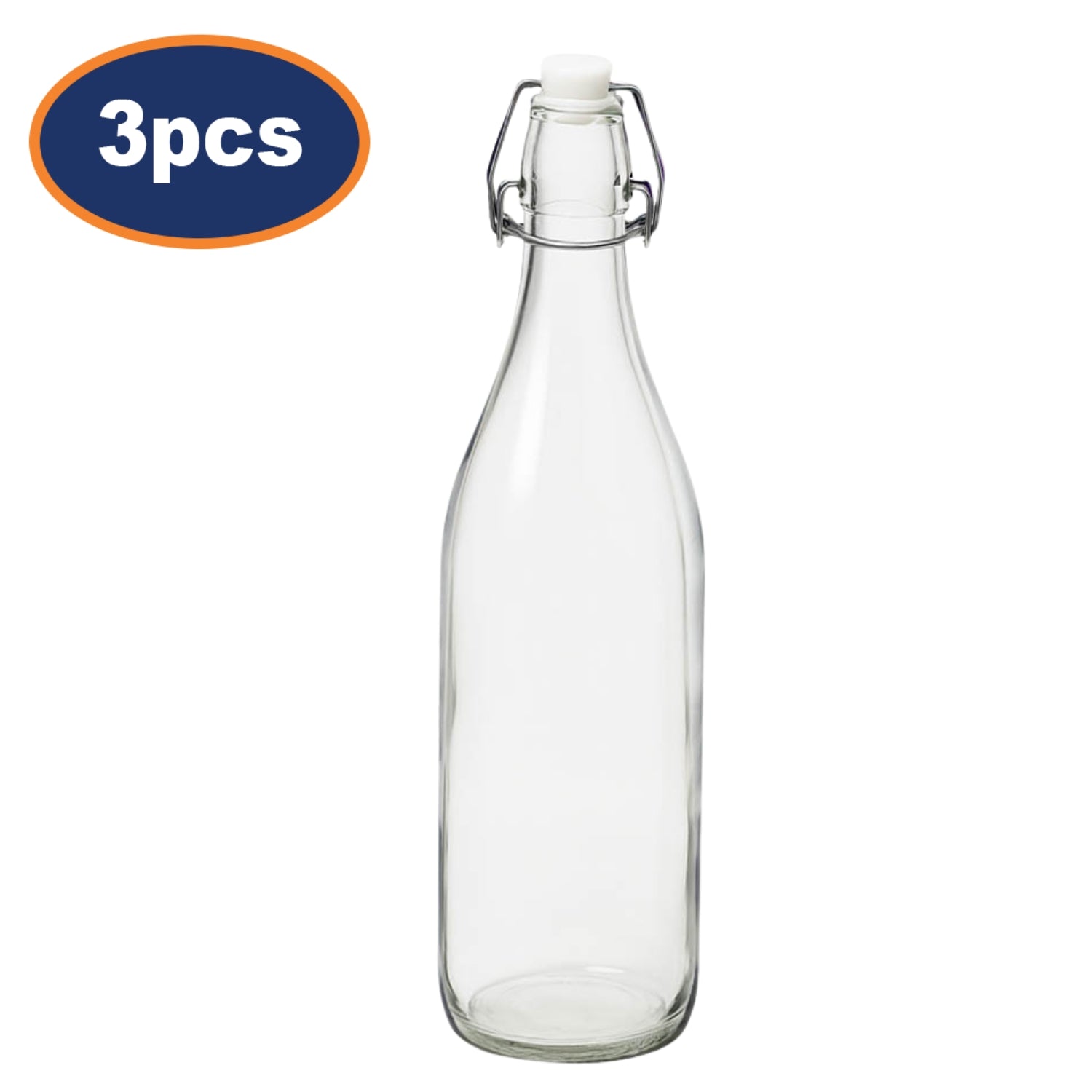 3Pcs 1000ML Vintage Preserving Glass Bottle with Clip Top Lid
