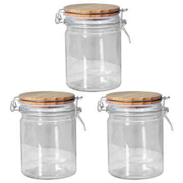 Set Of 3 700ml Airtight Glass Storage Jar