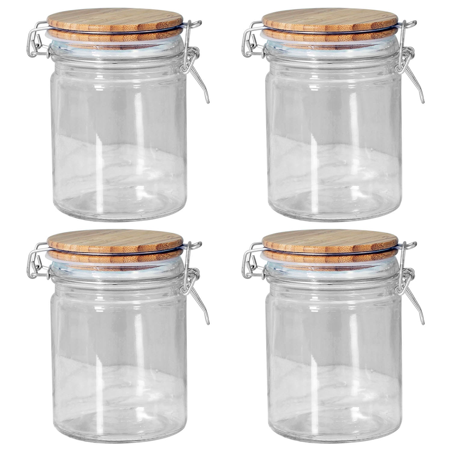 Set Of 4 700ml Airtight Glass Storage Jar