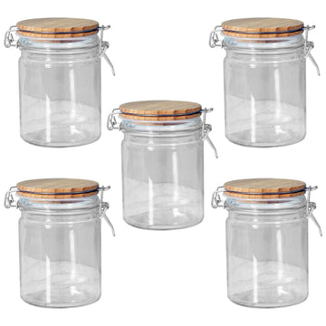 Set Of 5 700ml Airtight Glass Storage Jar