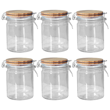 Set Of 6 700ml Airtight Glass Storage Jar