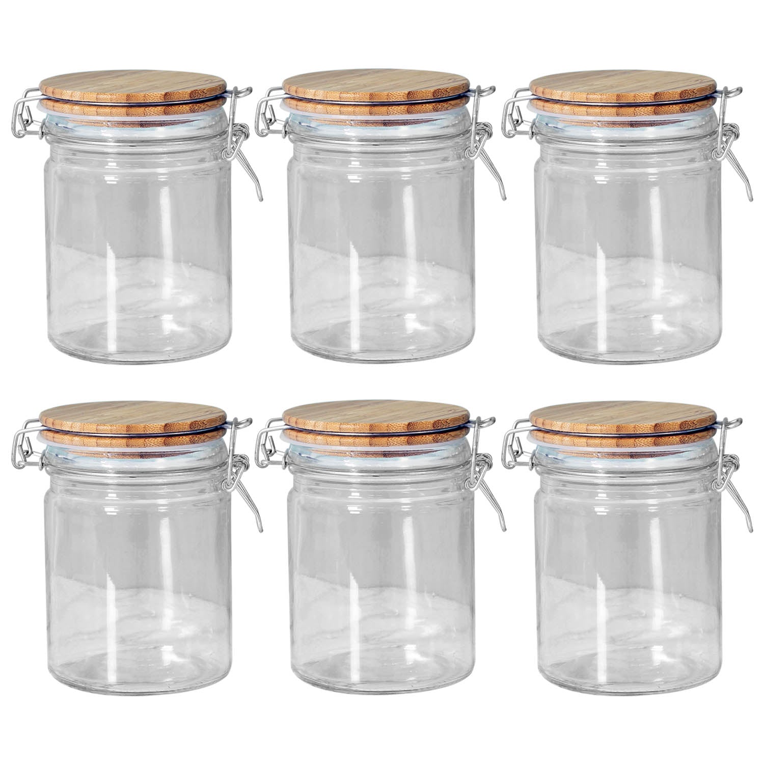 Set Of 6 700ml Airtight Glass Storage Jar